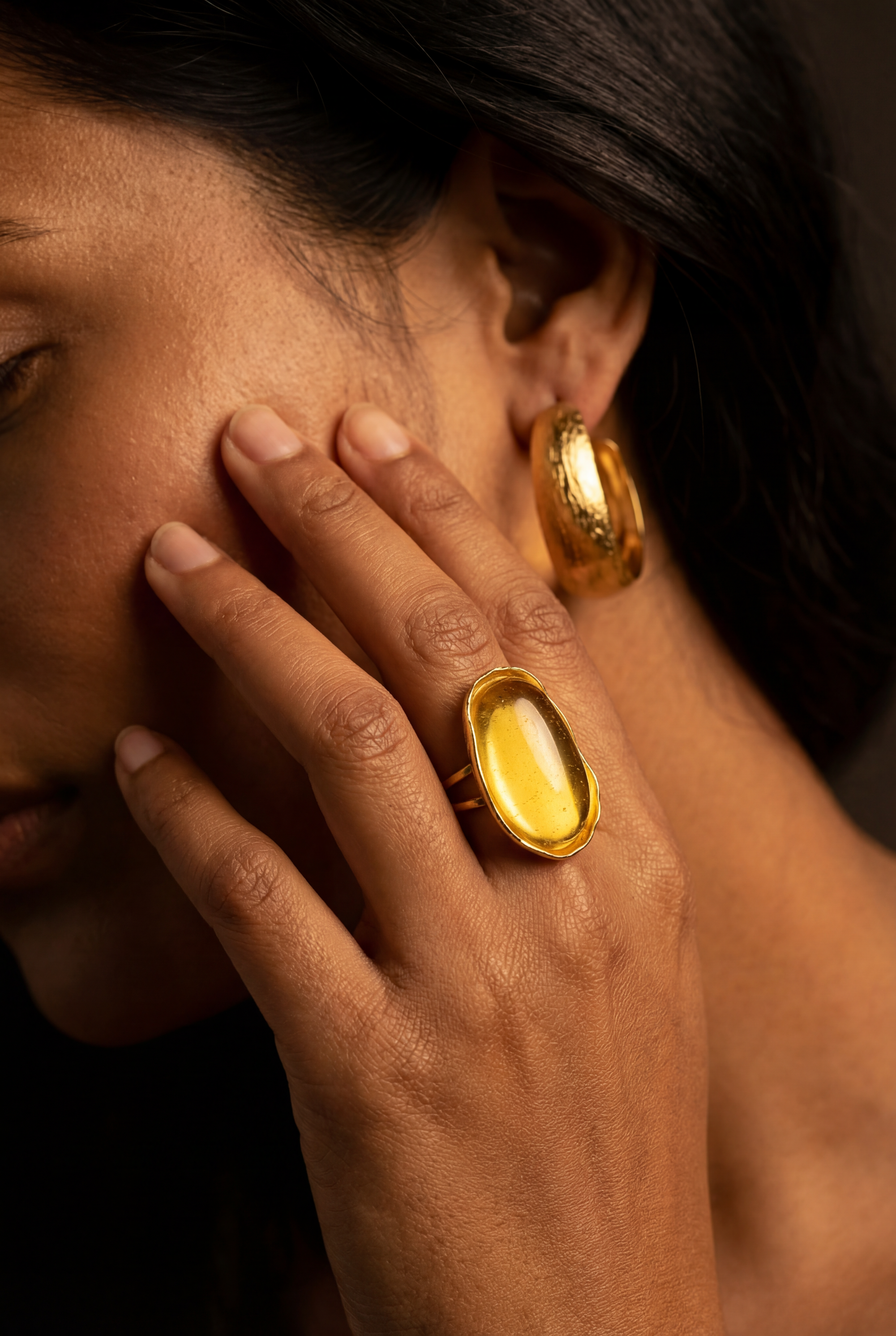 Carved hoop earrings