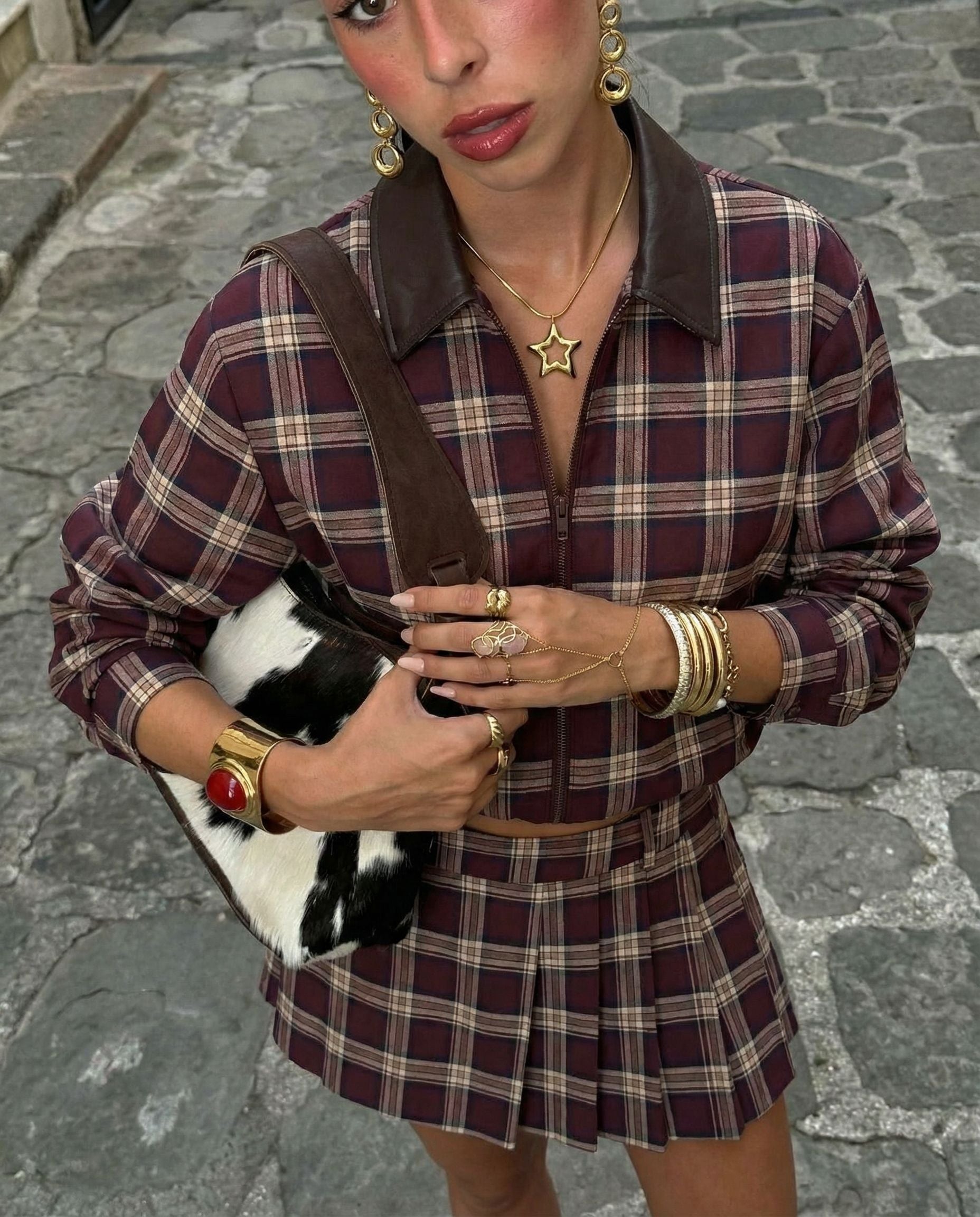 Jupe et veste à carreaux