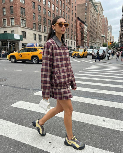 Jupe et veste à carreaux