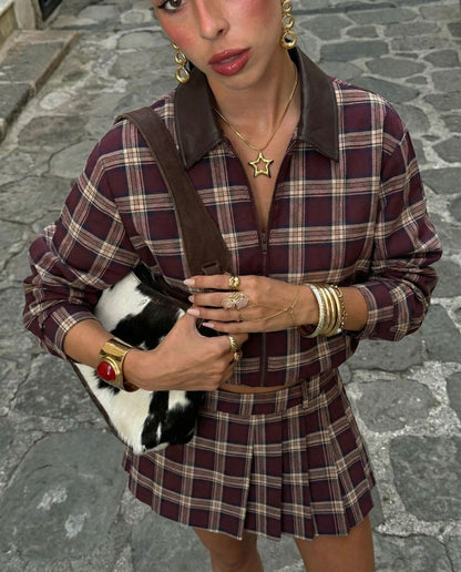 Jupe et veste à carreaux