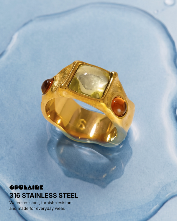 Emma - Chunky stone ring - Stainless steel