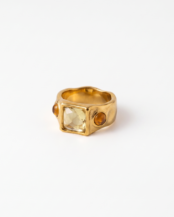 Emma - Chunky stone ring - Stainless steel