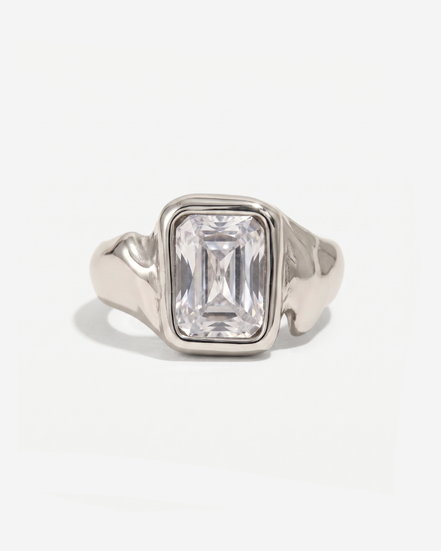 Nadia - Chunky stone ring - Stainless steel