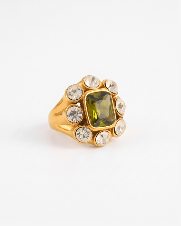 Marzo - Chunky stone signet ring - Stainless steel