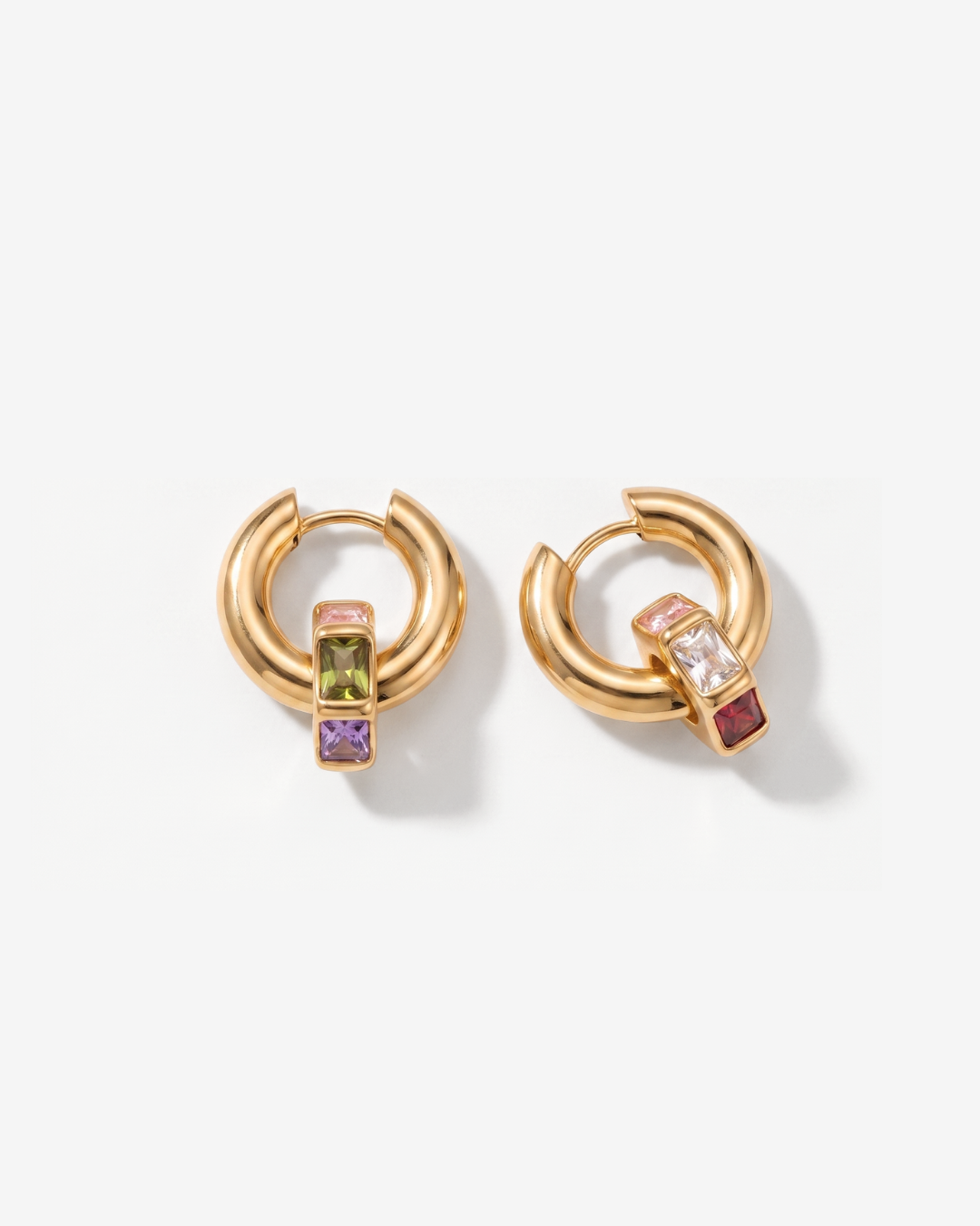 Ziva - Chunky huggie hoop earrings - Stainless steel