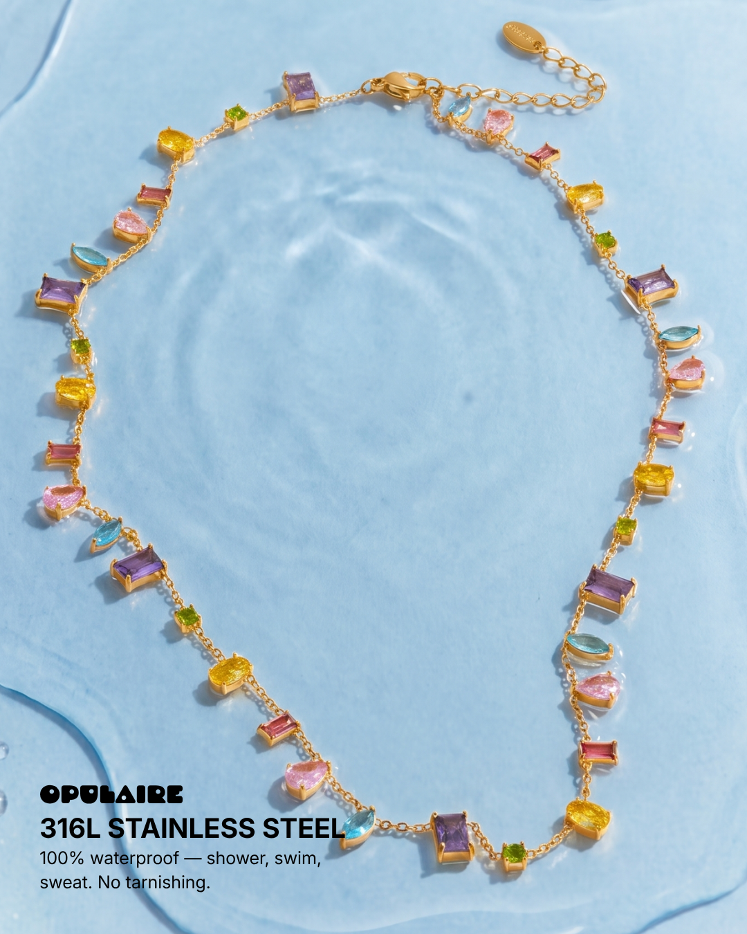 Aliana - Pastel crystal necklace - Stainless steel