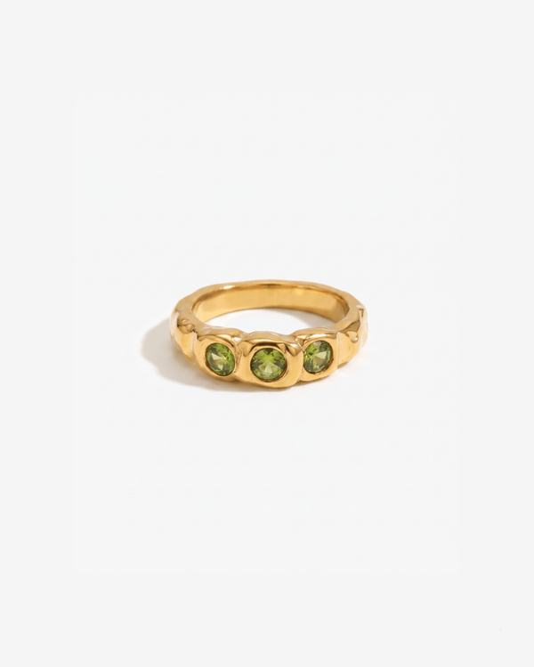 Amélie - Green stone ring - Stainless steel