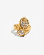 Aya - Chunky double stone ring - Stainless steel