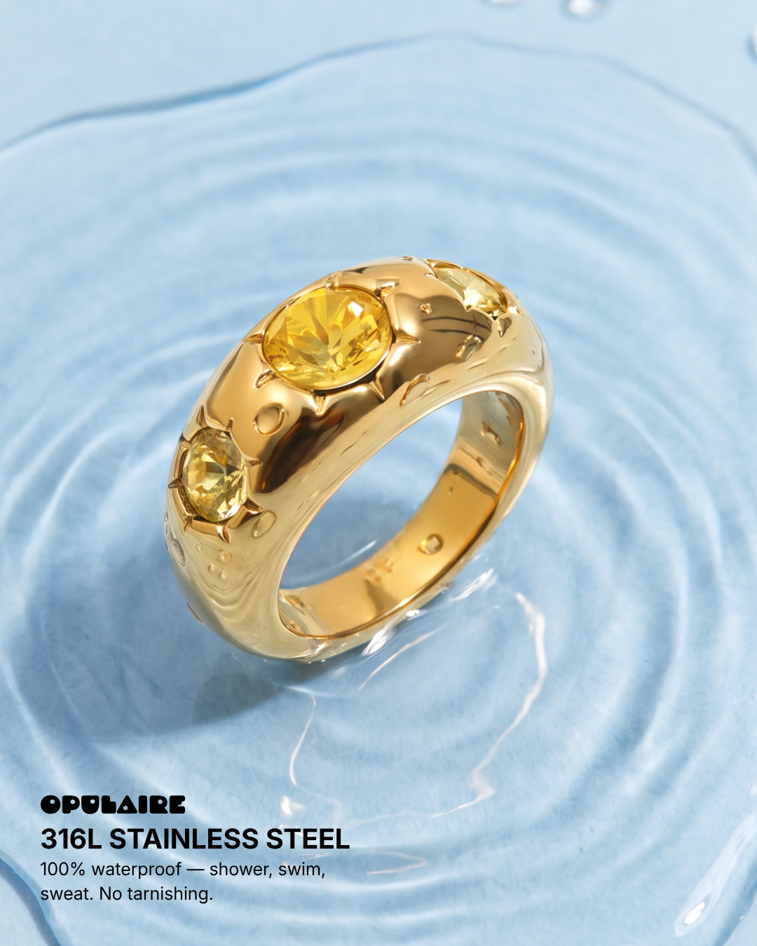 Yoa - Stone dome ring - Stainless steel