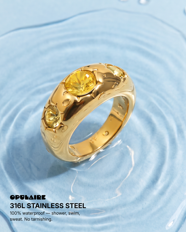 Yoa - Stone dome ring - Stainless steel