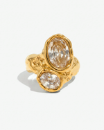 Aya - Chunky double stone ring - Stainless steel