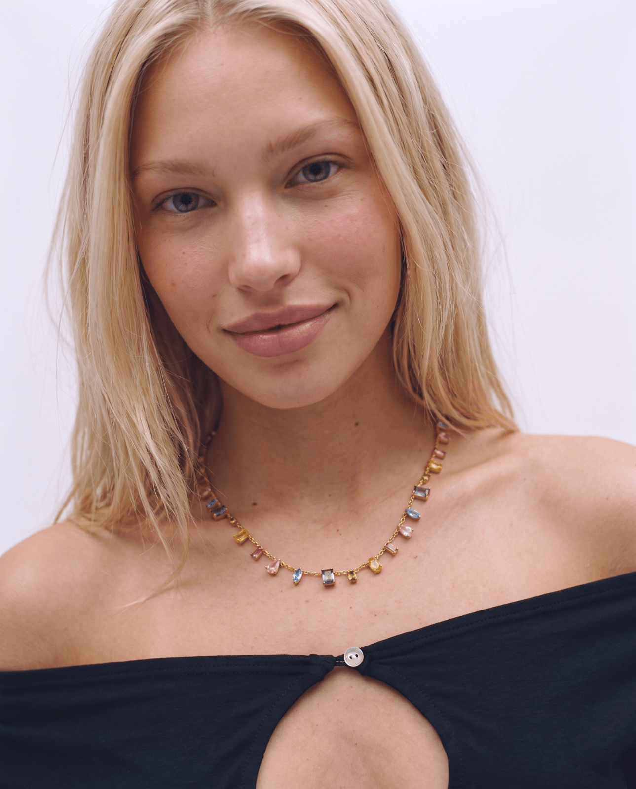 Aliana - Pastel crystal necklace - Stainless steel - Opulaire - WATERPROOF jewelry - 