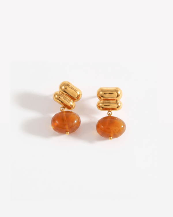 Alva - Stone stud earrings - Stainless steel - Opulaire - WATERPROOF jewelry - 