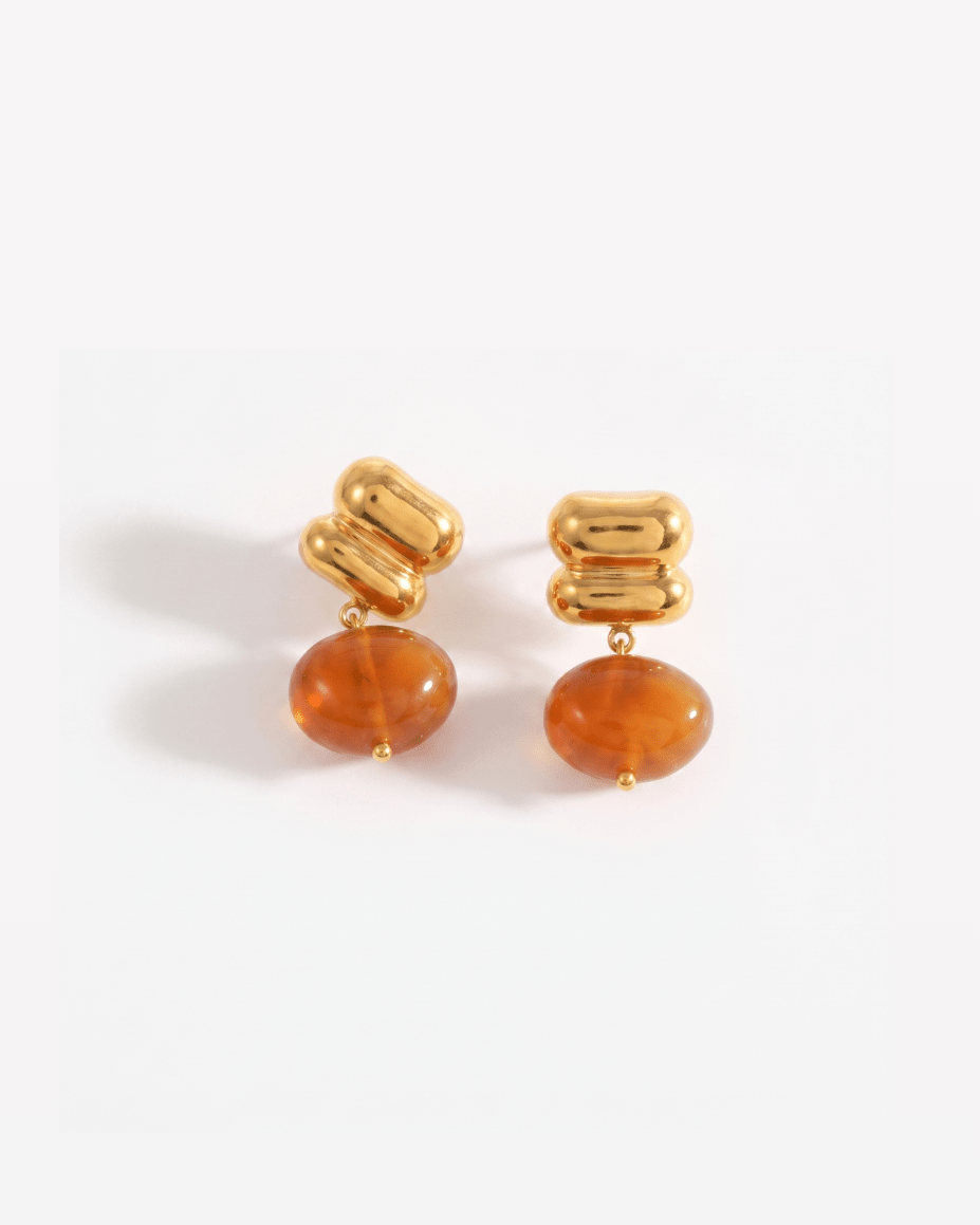 Alva - Stone stud earrings - Stainless steel - Opulaire - WATERPROOF jewelry - 