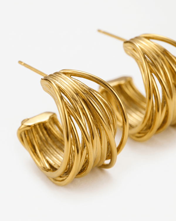 Amadora - C-hoop earrings - Stainless steel - Opulaire - WATERPROOF jewelry - 