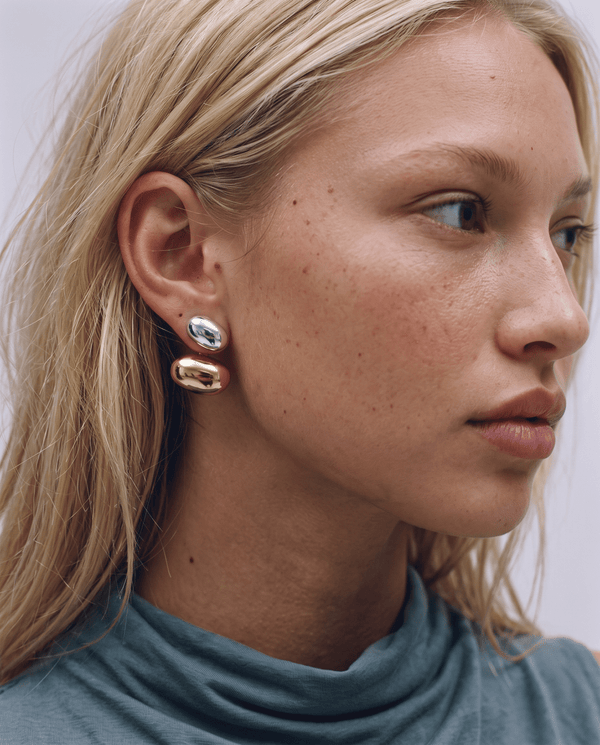 Amber - Ear jacket earrings - Stainless steel - Opulaire - WATERPROOF jewelry - 