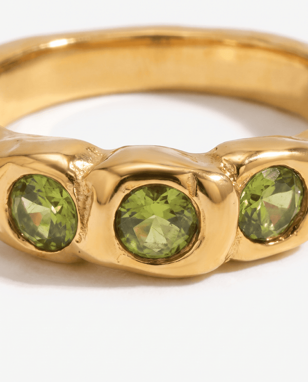 Amélie - Green stone ring - Stainless steel - Opulaire - WATERPROOF jewelry - EU 52 -
