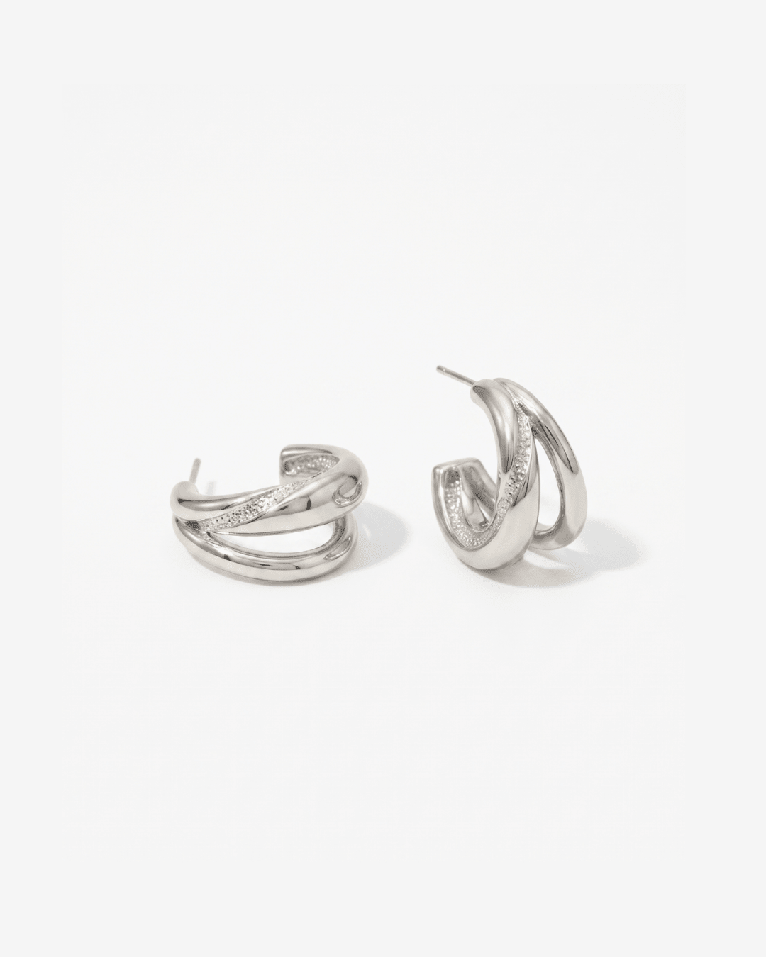 Arverne - Dainty C-hoop earrings - Stainless steel - Opulaire - WATERPROOF jewelry - 