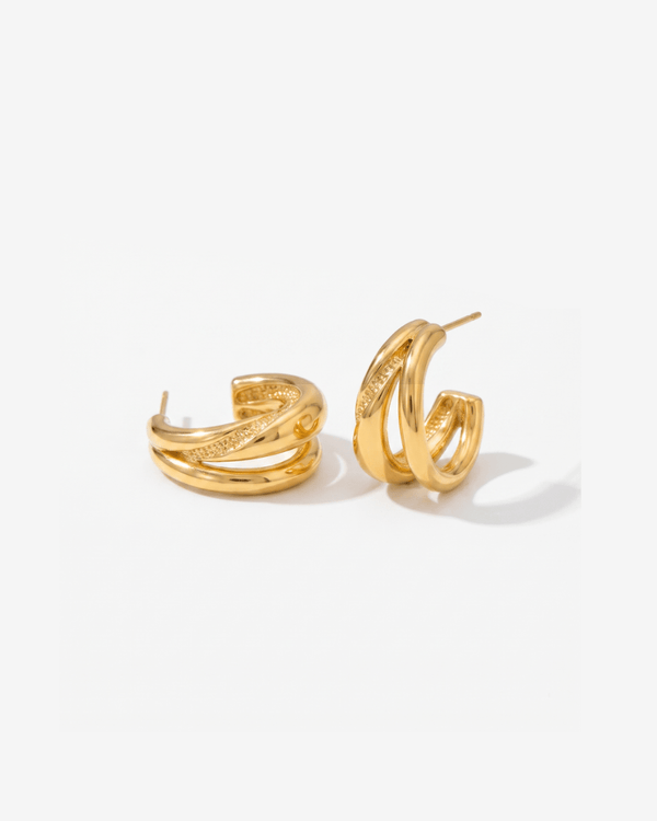 Arverne - Dainty C-hoop earrings - Stainless steel - Opulaire - WATERPROOF jewelry - 