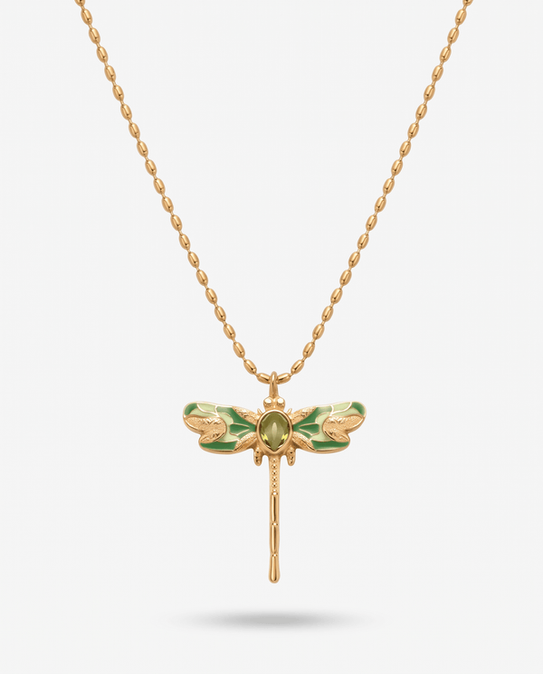 Biarritz - Dragonfly pendant necklace - Stainless steel - Opulaire - WATERPROOF jewelry - 