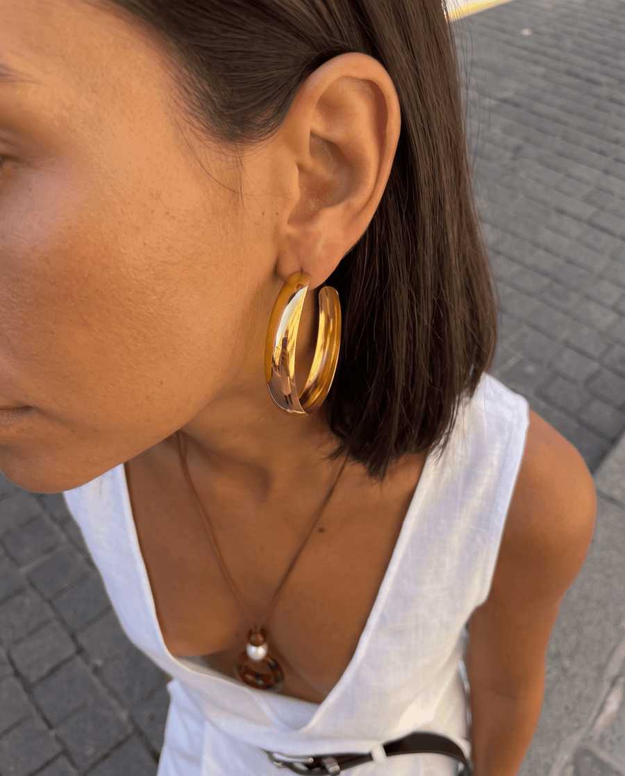Gianna - Open hoop earrings - Stainless steel