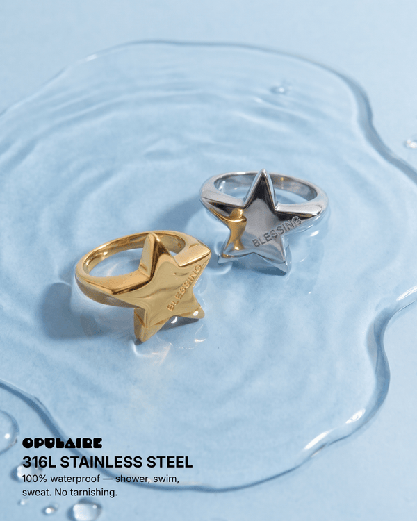 Blessing - Chunky star ring - Stainless steel - Opulaire - WATERPROOF jewelry - EU 52 -