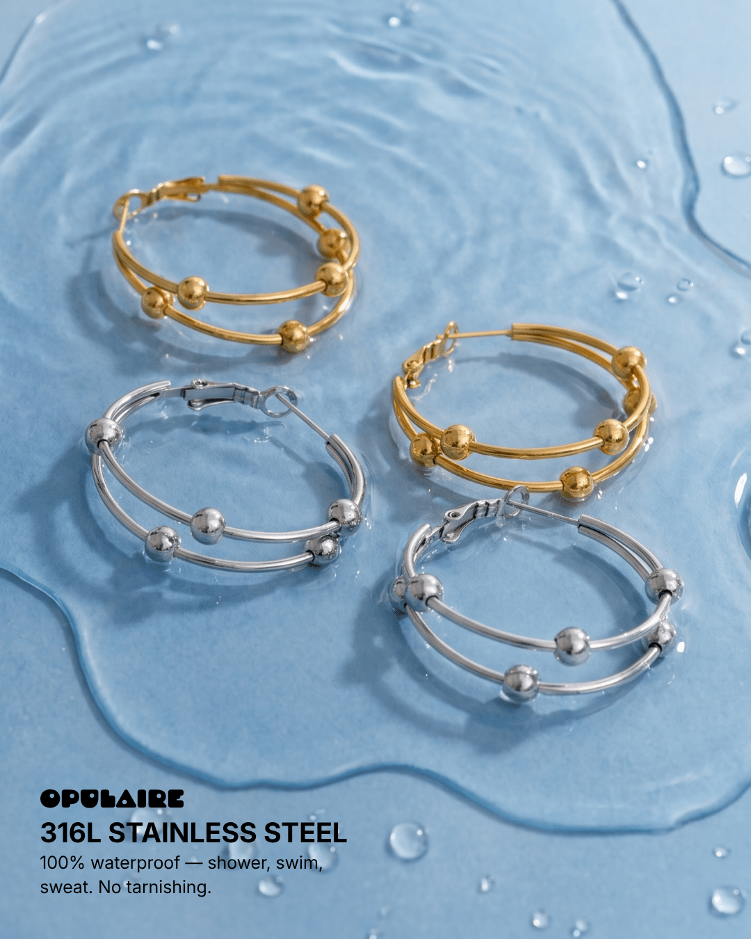 Bree hoop earrings - Opulaire - WATERPROOF jewelry - 