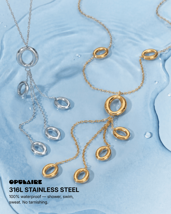 Canergie - Lariat Y-drop necklace - Stainless steel - Opulaire - WATERPROOF jewelry - 
