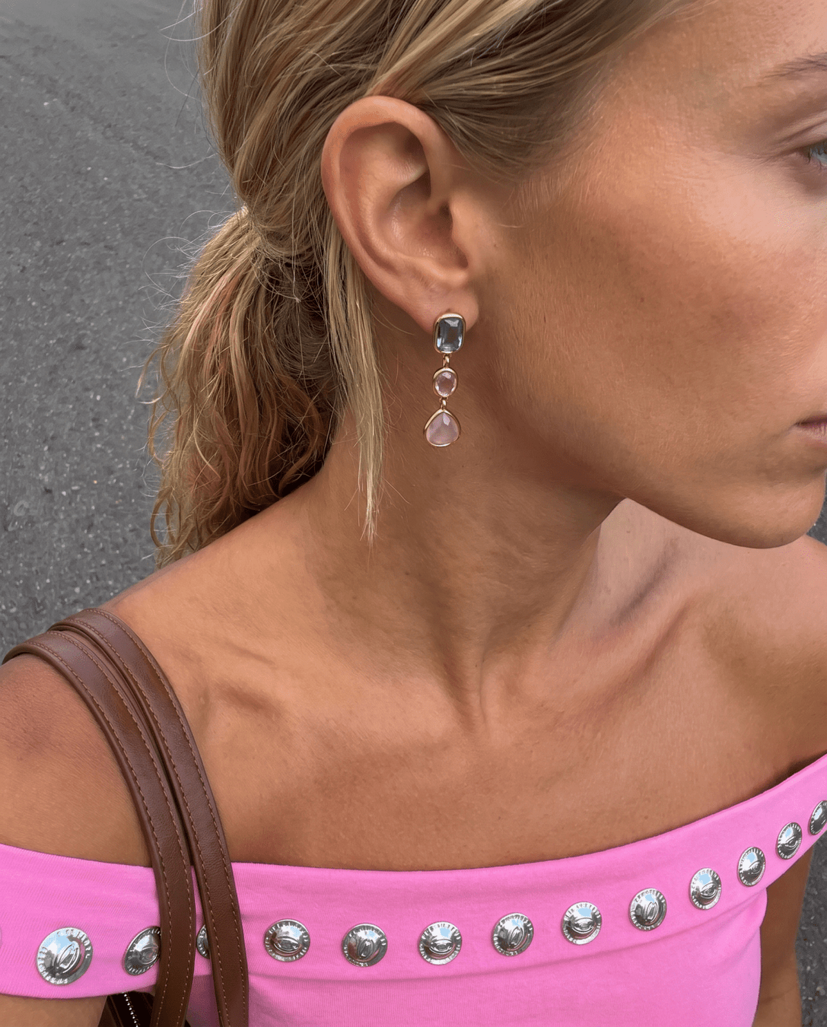 Cillian - Bezel drop earrings - Stainless steel - Opulaire - WATERPROOF jewelry - 