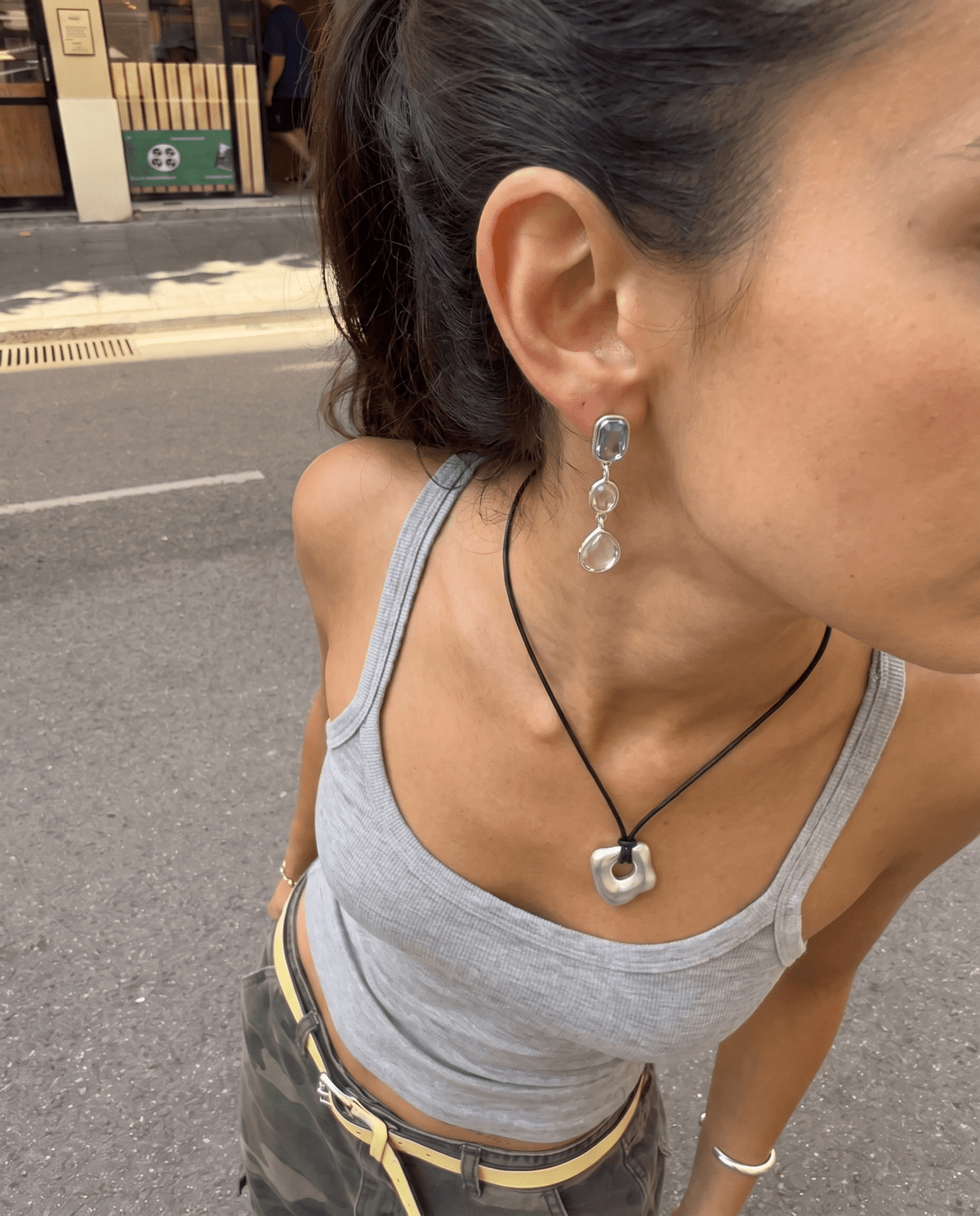Cillian - Bezel drop earrings - Stainless steel - Opulaire - WATERPROOF jewelry - 
