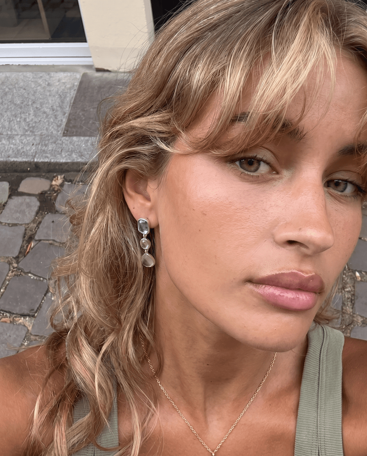 Cillian - Bezel drop earrings - Stainless steel - Opulaire - WATERPROOF jewelry - 
