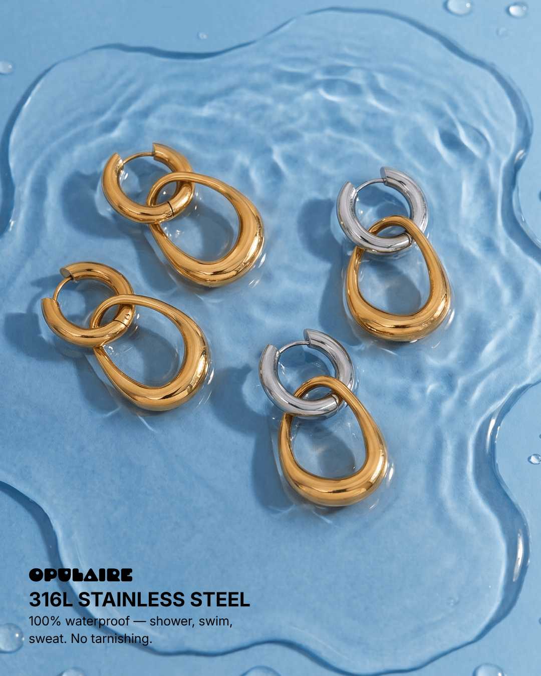 Crotone - Chain link earrings - Stainless steel - Opulaire - WATERPROOF jewelry - 