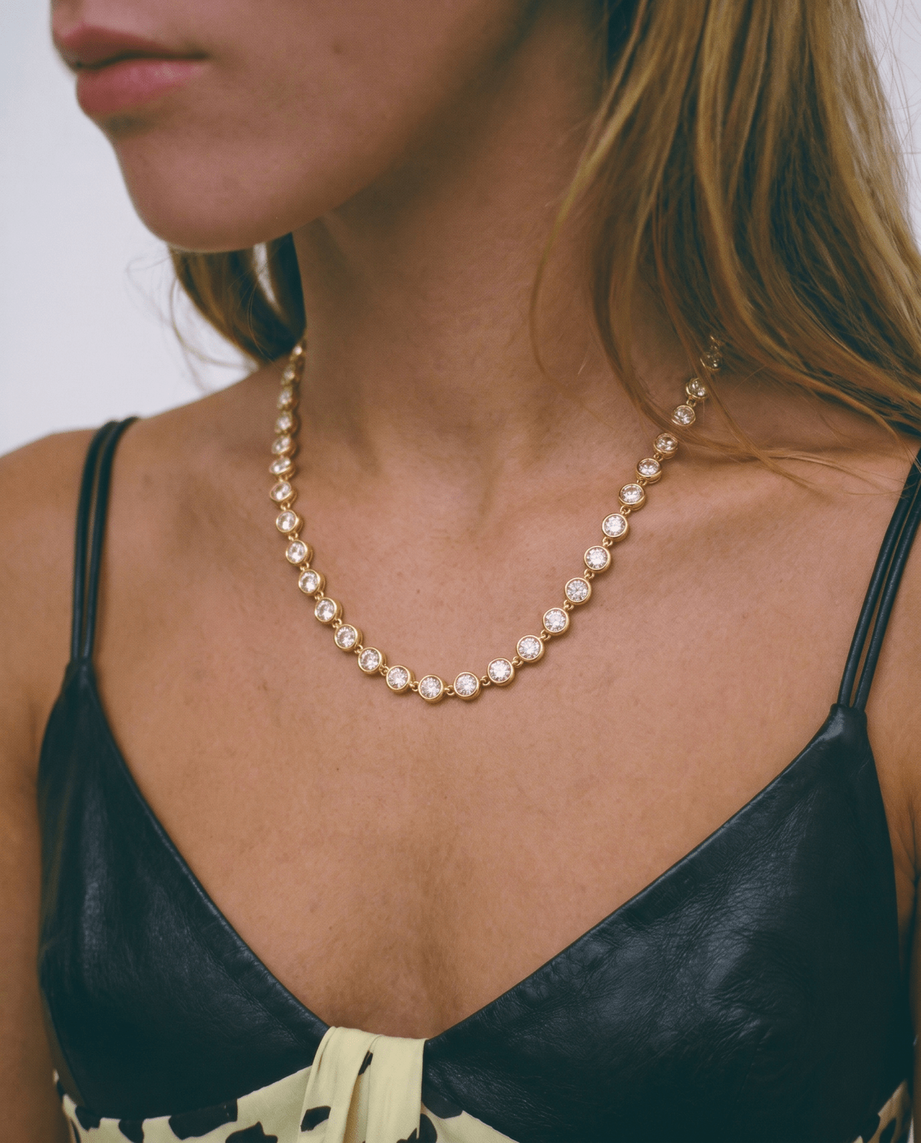 Daisy - Bezel tennis Necklace - Stainless steel - Opulaire - WATERPROOF jewelry - 