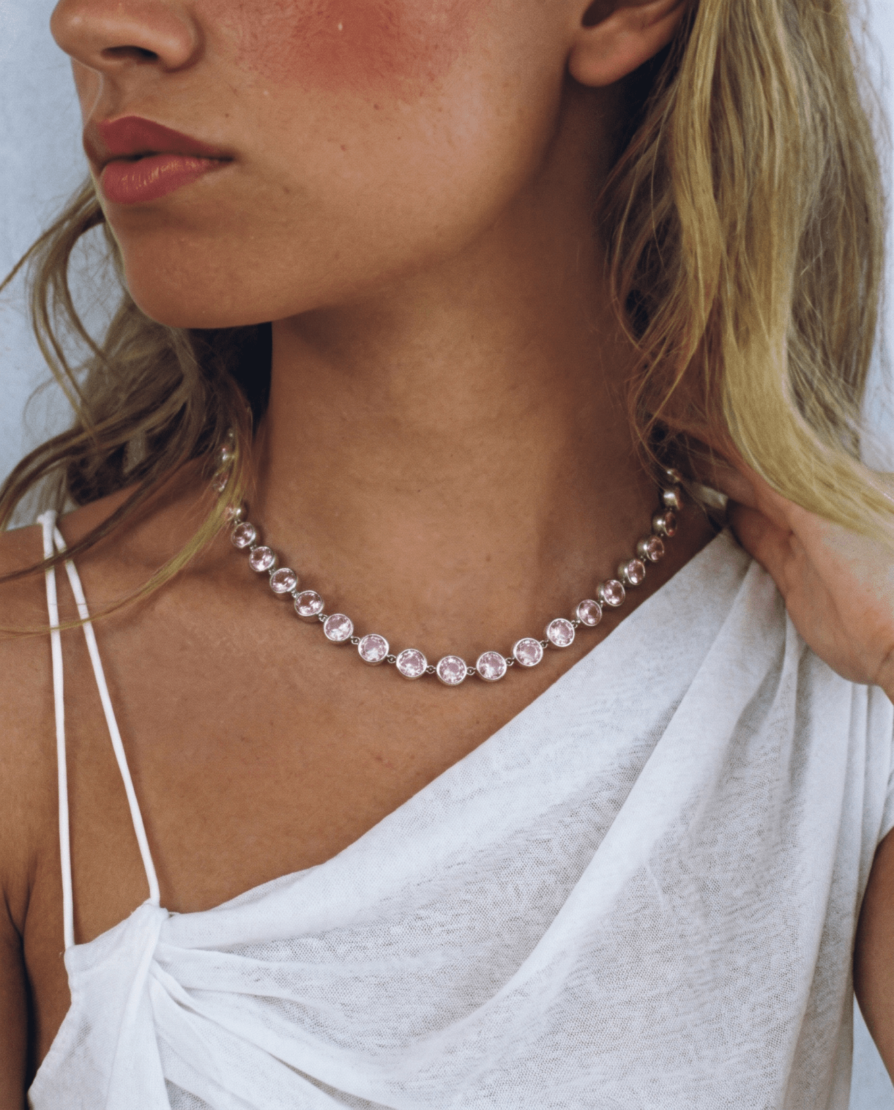 Daisy - Bezel tennis Necklace - Stainless steel - Opulaire - WATERPROOF jewelry - 