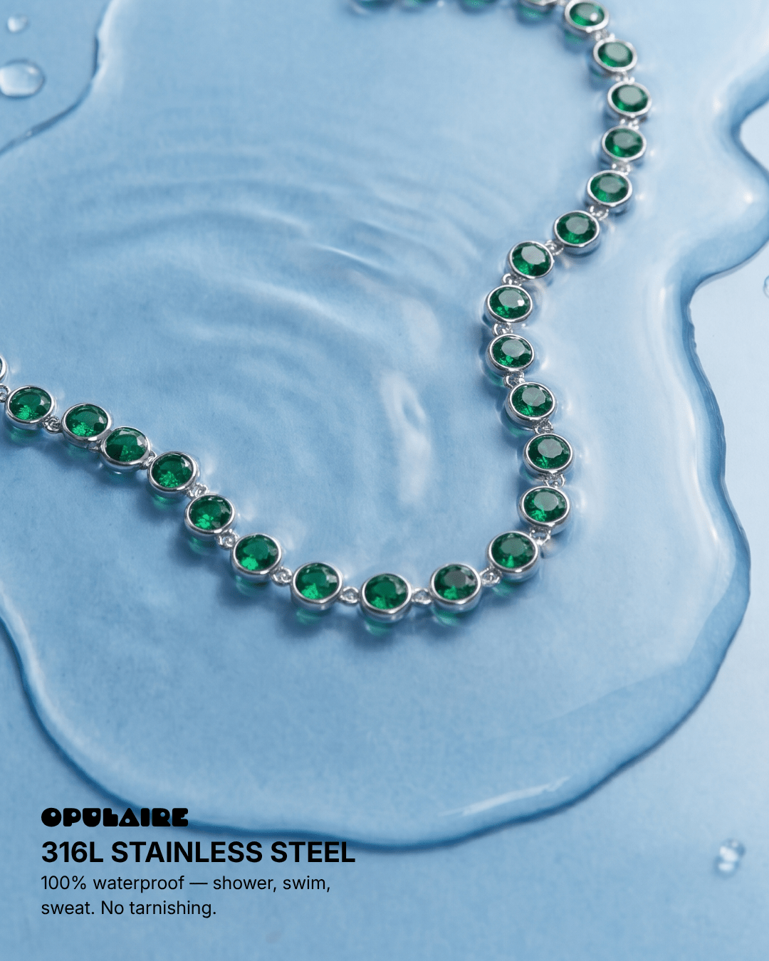 Daisy - Bezel tennis Necklace - Stainless steel - Opulaire - WATERPROOF jewelry - 