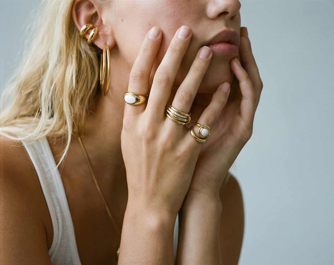 Salbeifarbene Ohrmanschetten