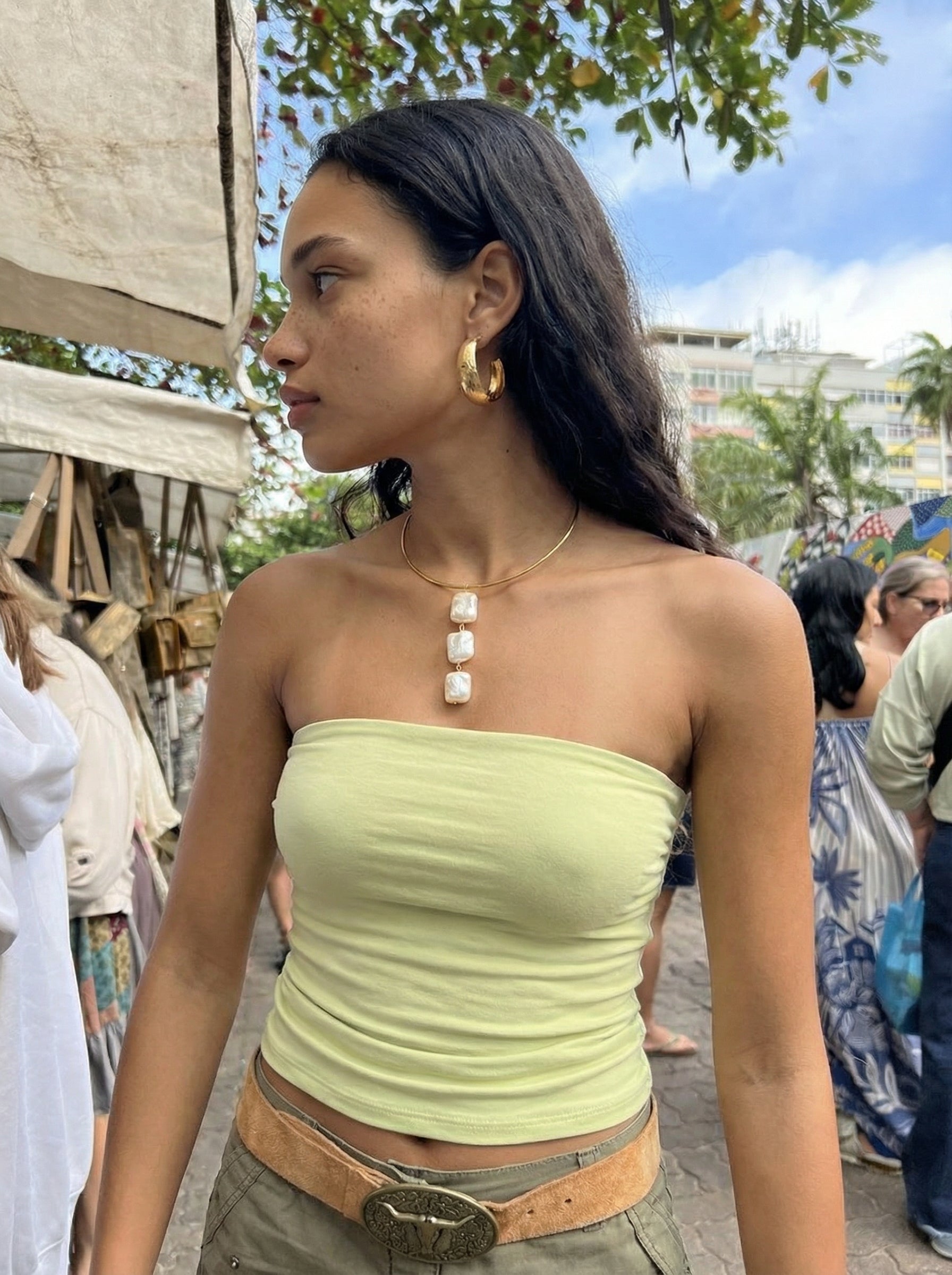 Carved hoop earrings