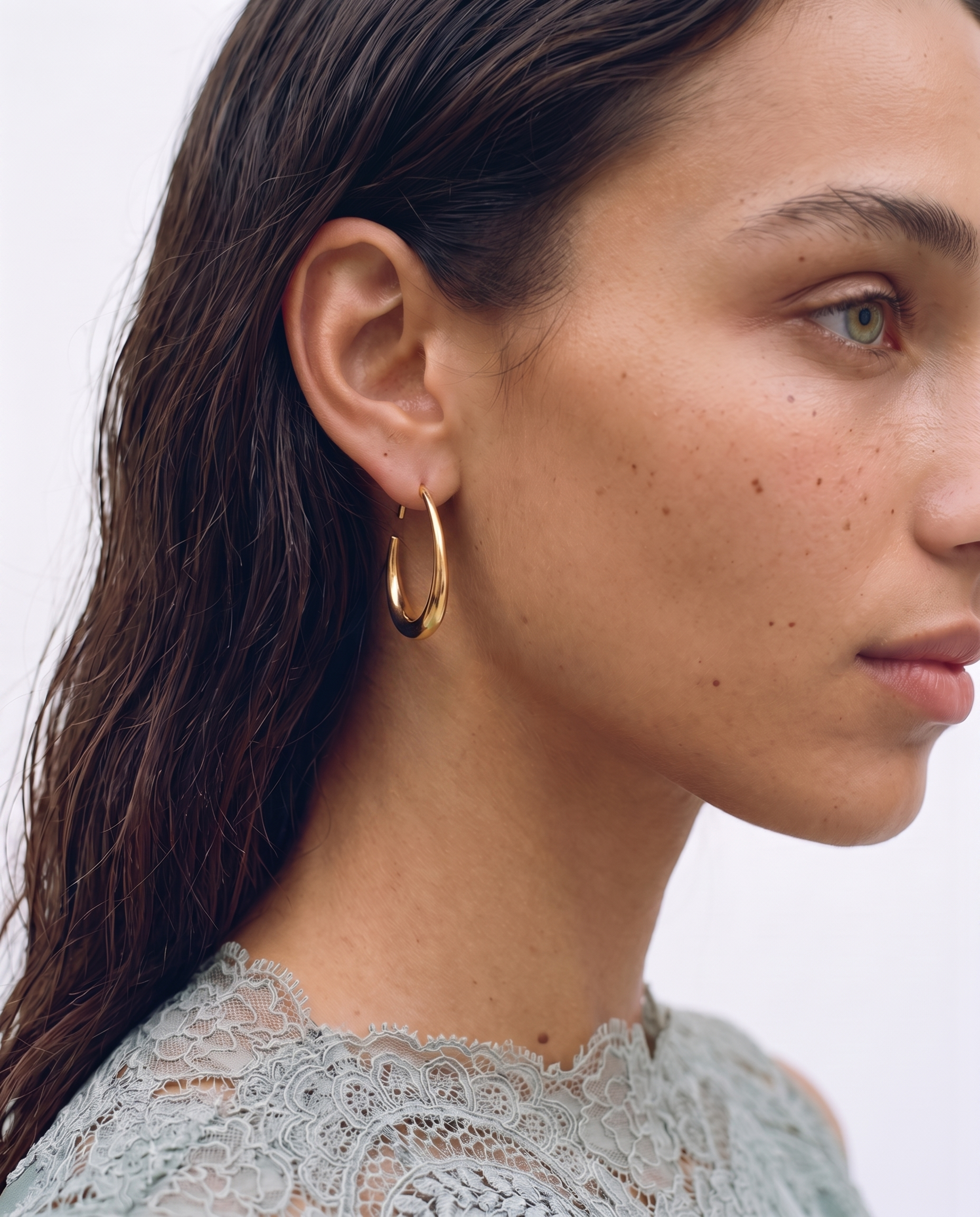 Kinea - Threader hoop earrings - Stainless steel