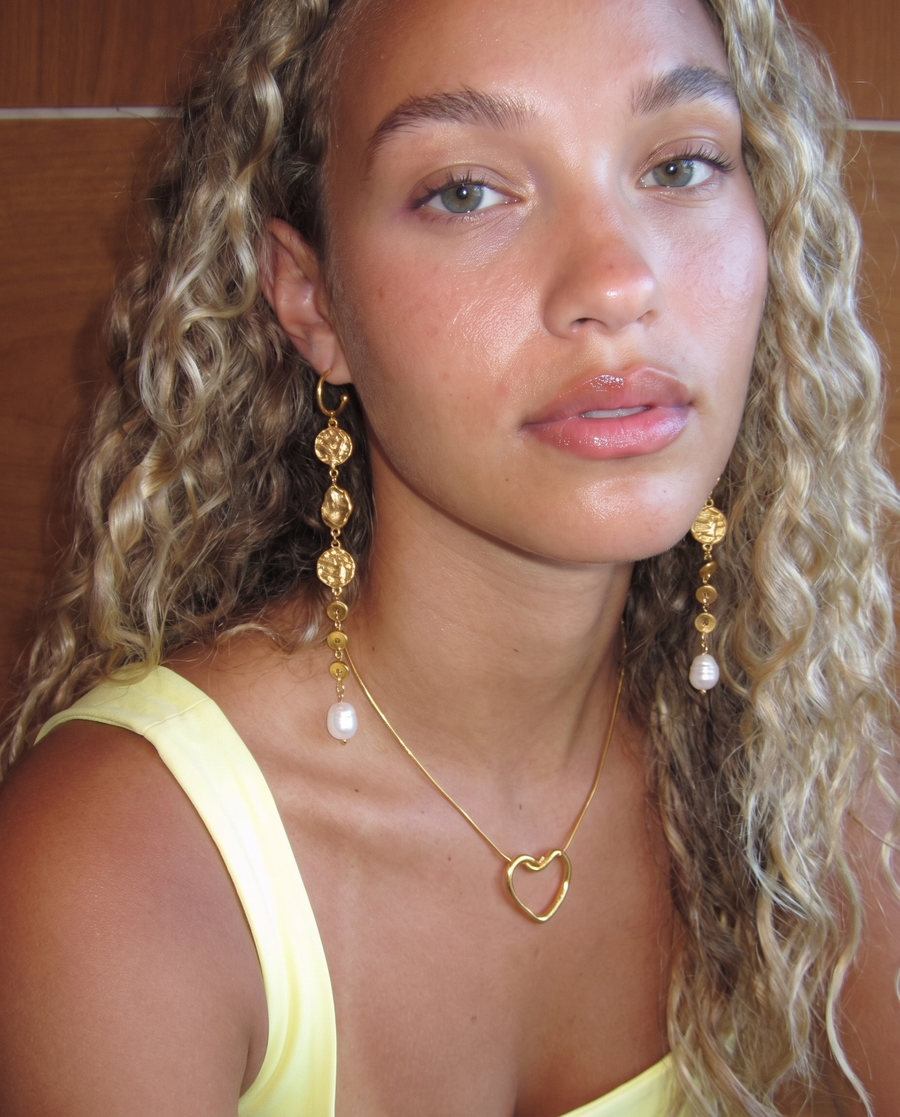 Tia - Coin drop earrings - Stainless steel