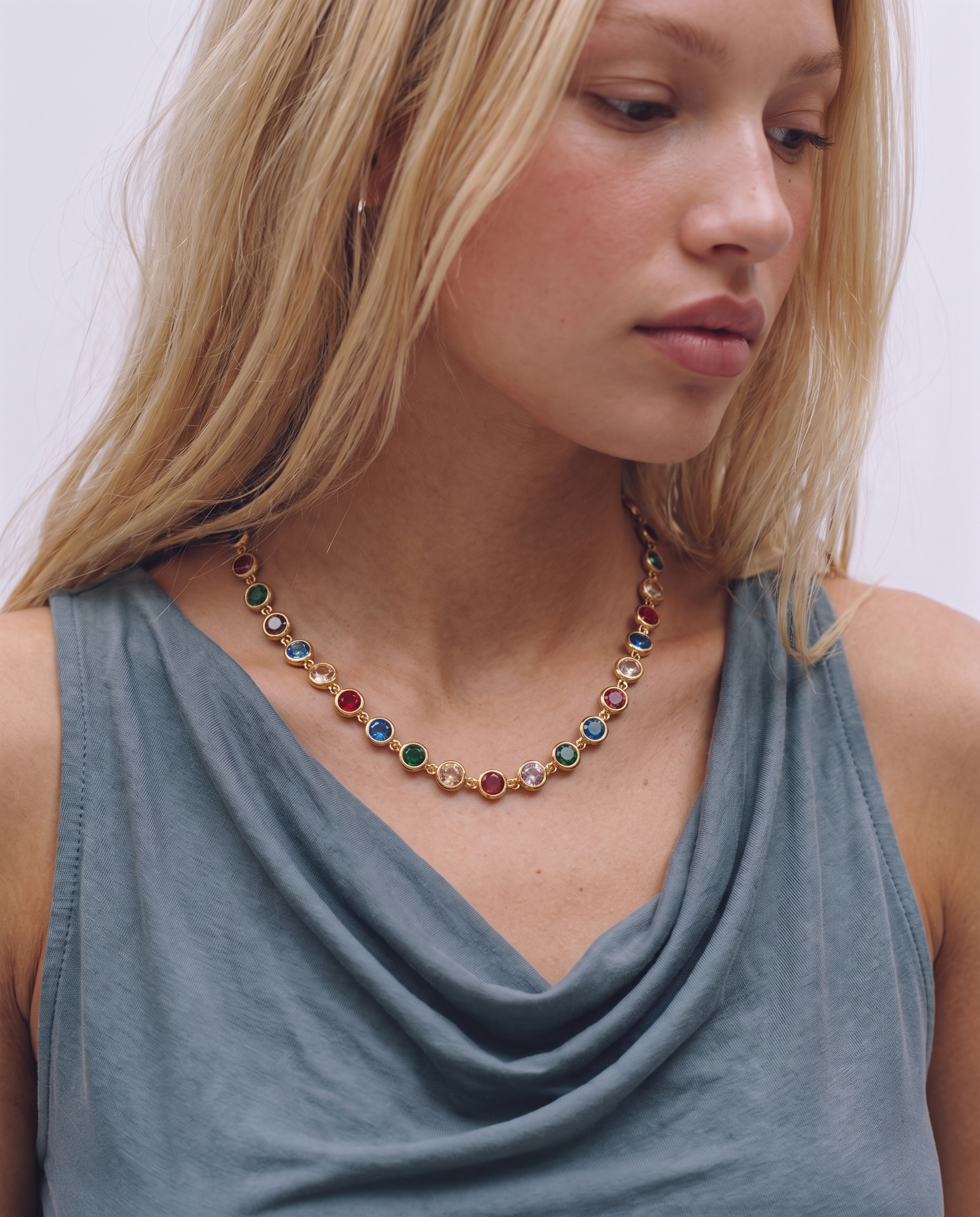 Daisy - Bezel tennis Necklace - Stainless steel