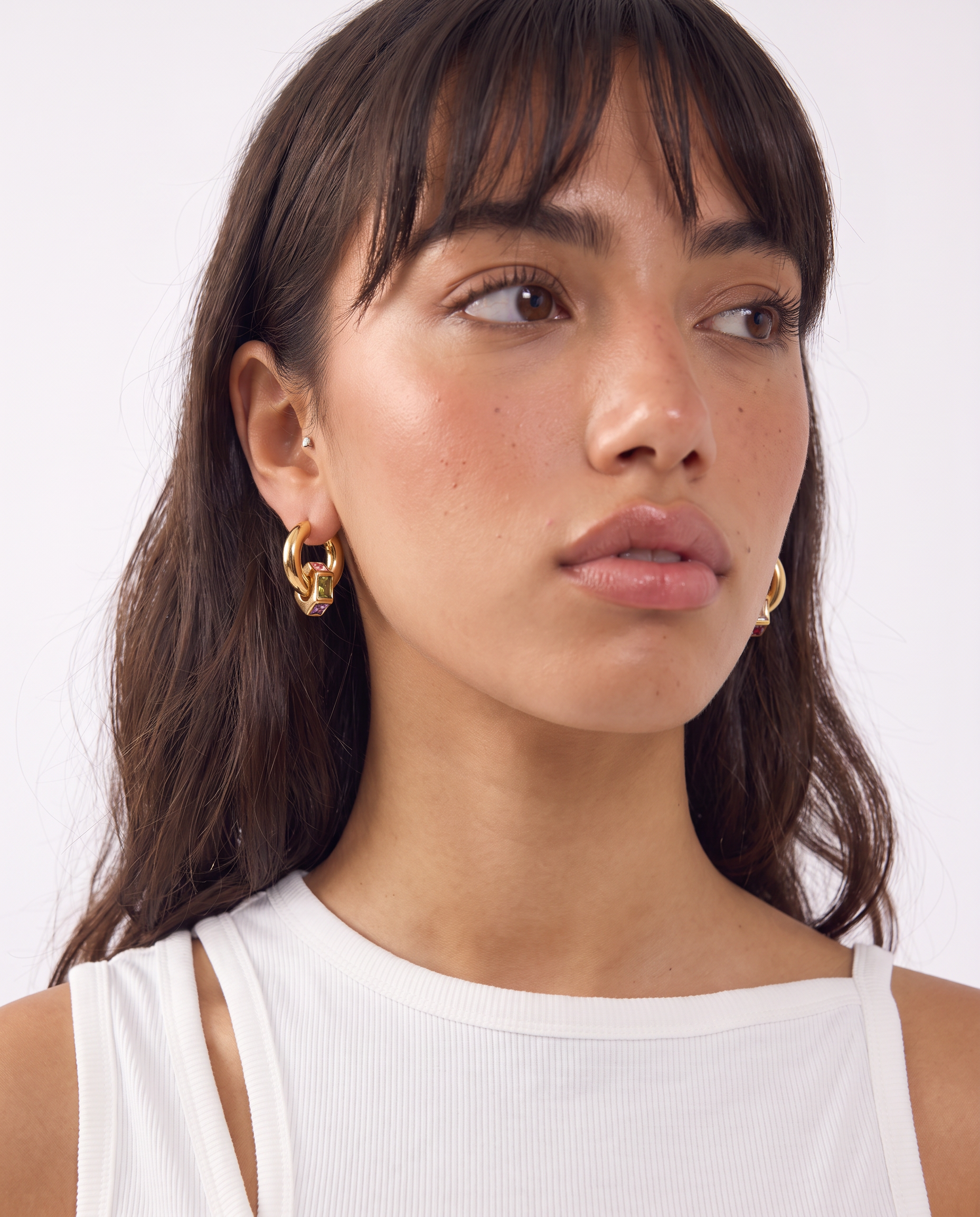 Ziva - Chunky huggie hoop earrings - Stainless steel