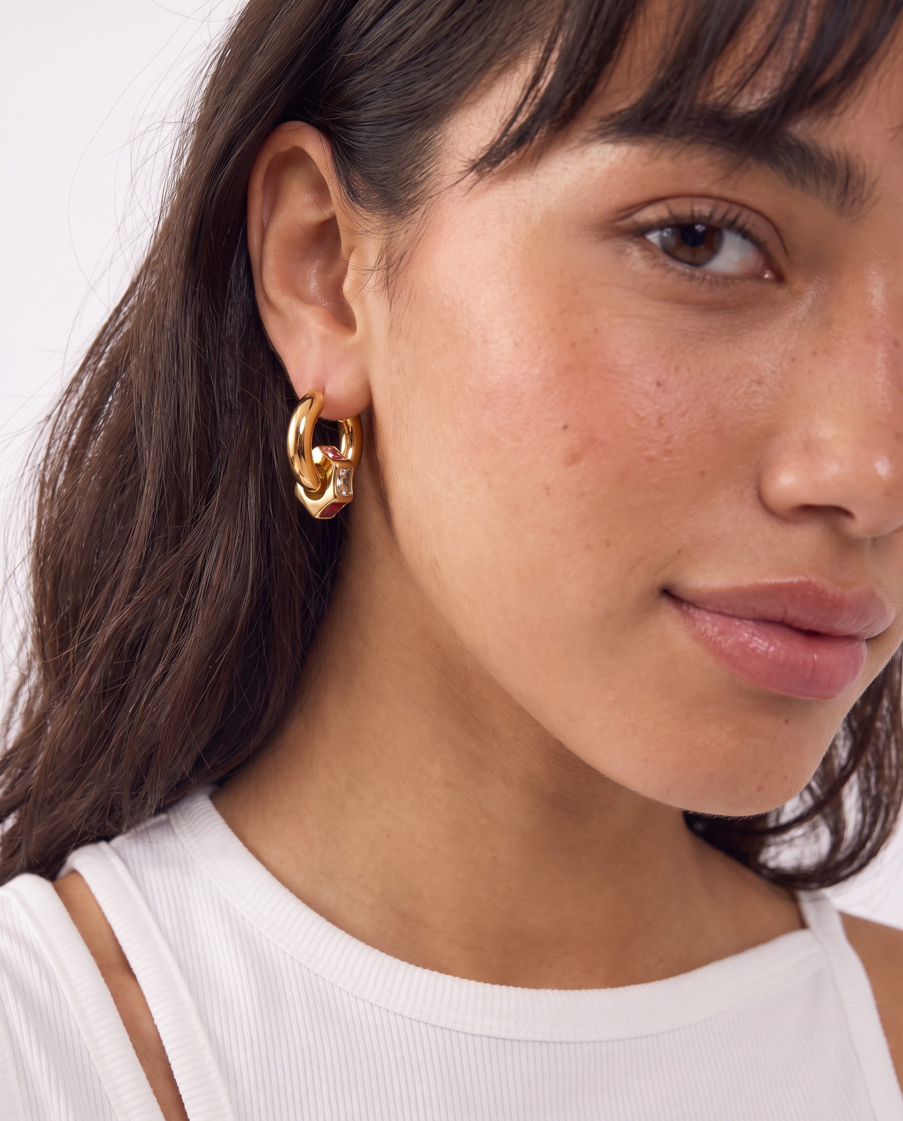 Ziva - Chunky huggie hoop earrings - Stainless steel