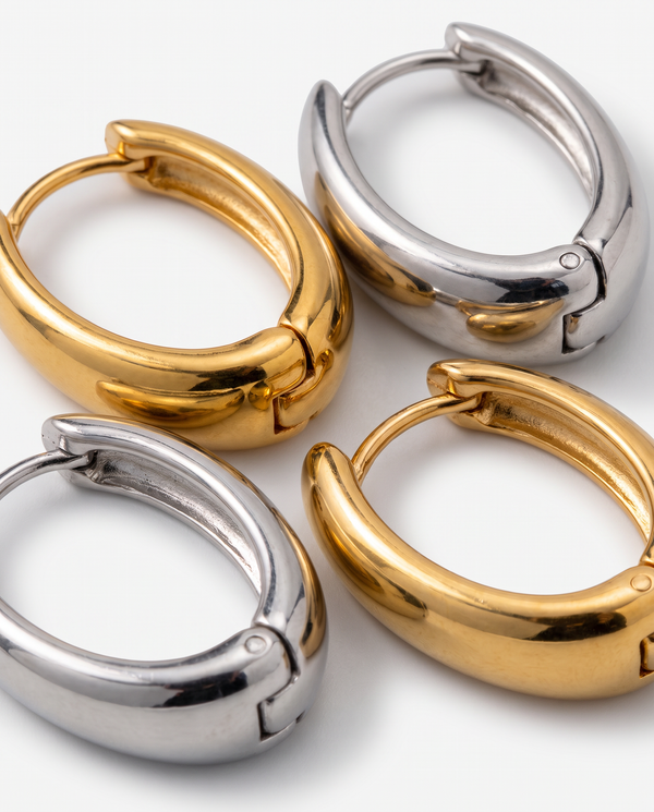 Zianne - Oval hoop earrings - Stainless steel