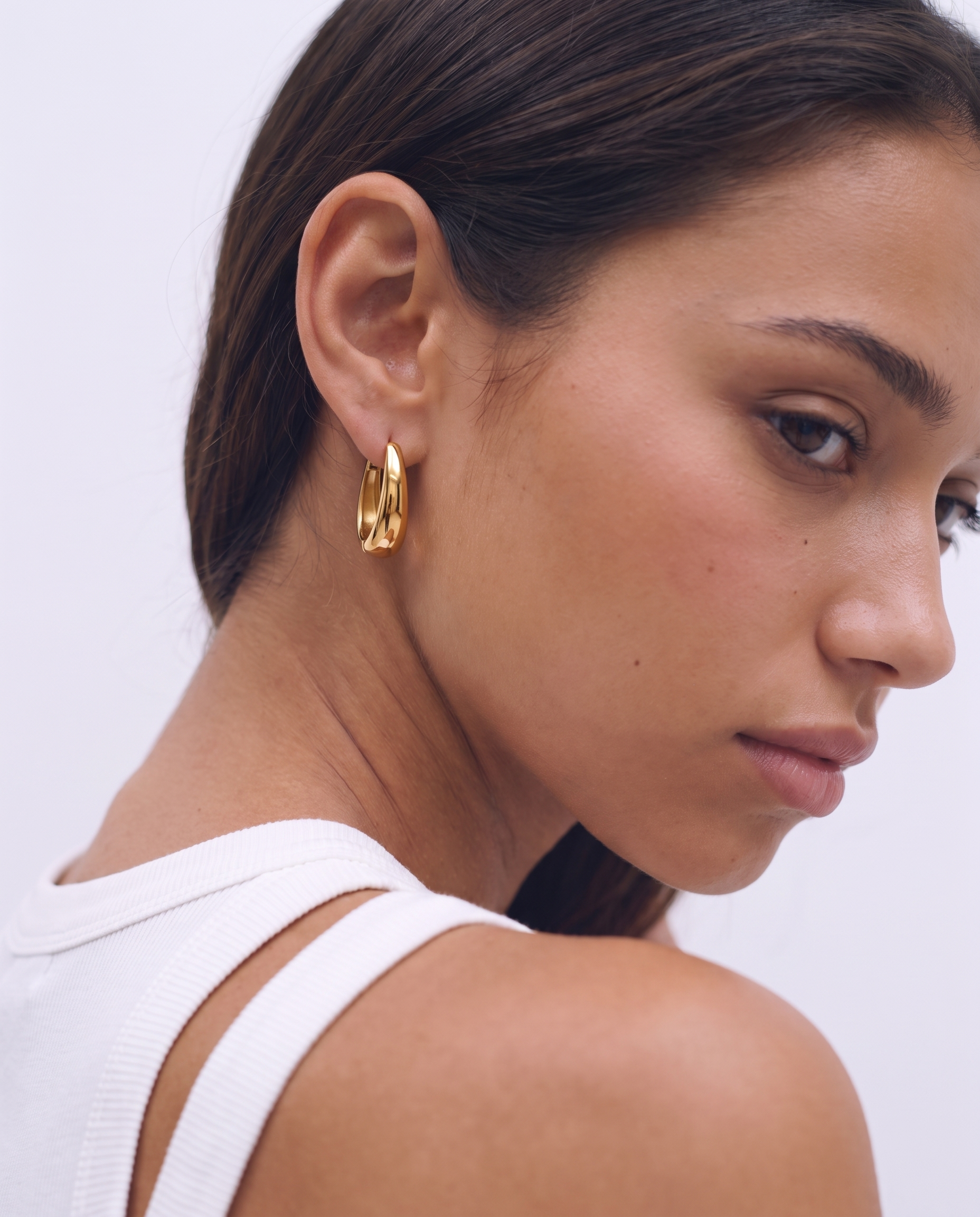 Zianne - Oval hoop earrings - Stainless steel