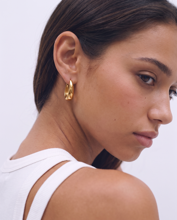 Zianne - Oval hoop earrings - Stainless steel