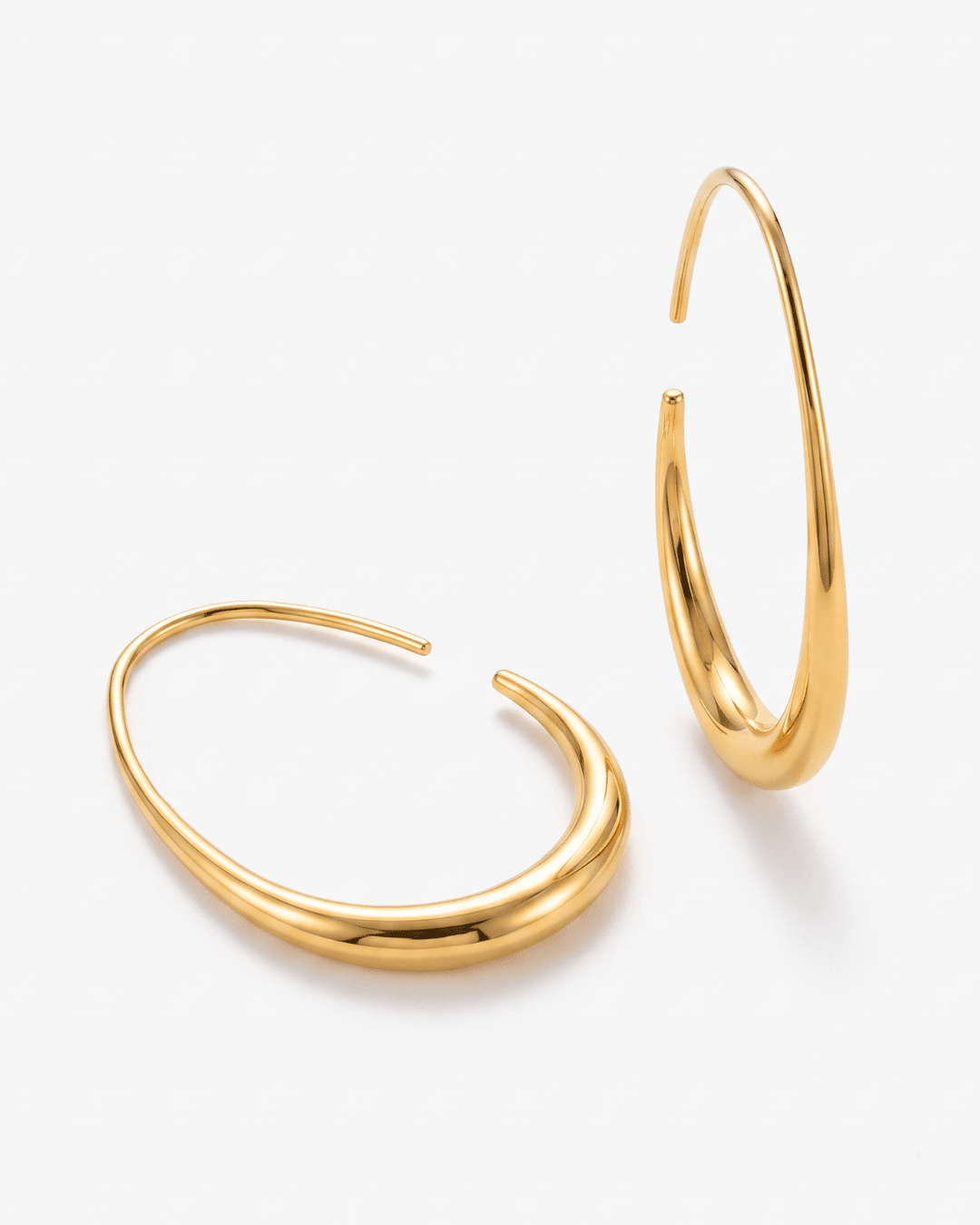 Kinea - Threader hoop earrings - Stainless steel - Opulaire - WATERPROOF jewelry - 40 mm -