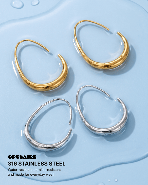 Kinea - Threader hoop earrings - Stainless steel - Opulaire - WATERPROOF jewelry - 