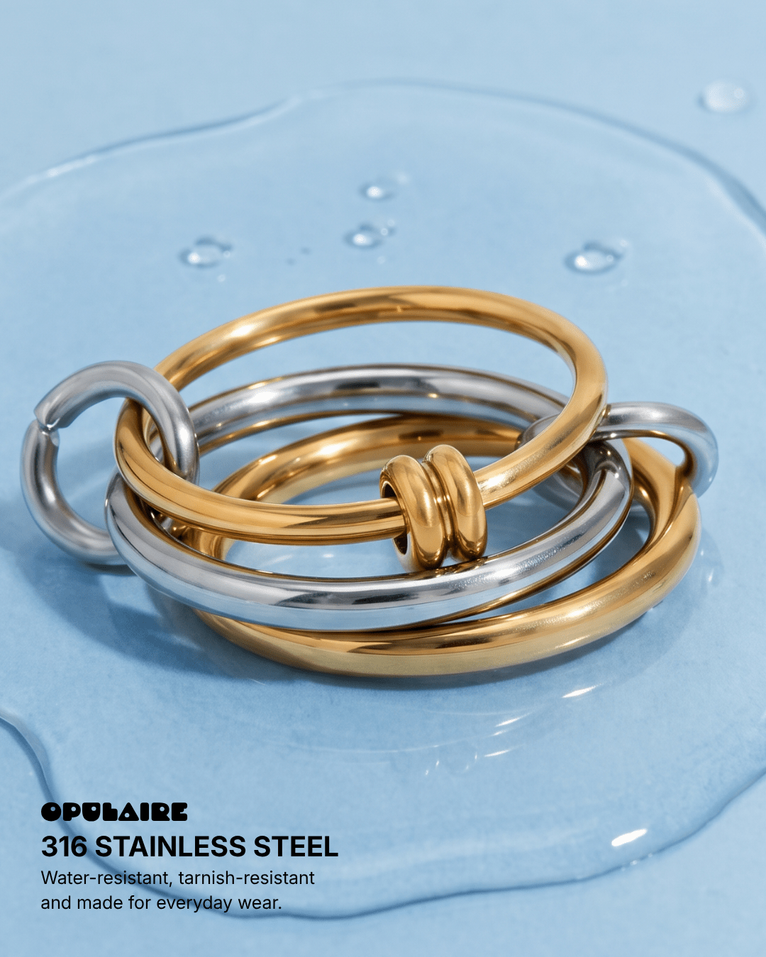 Lieke - Stacked ring - Stainless steel - Opulaire - WATERPROOF jewelry - EU 52 -
