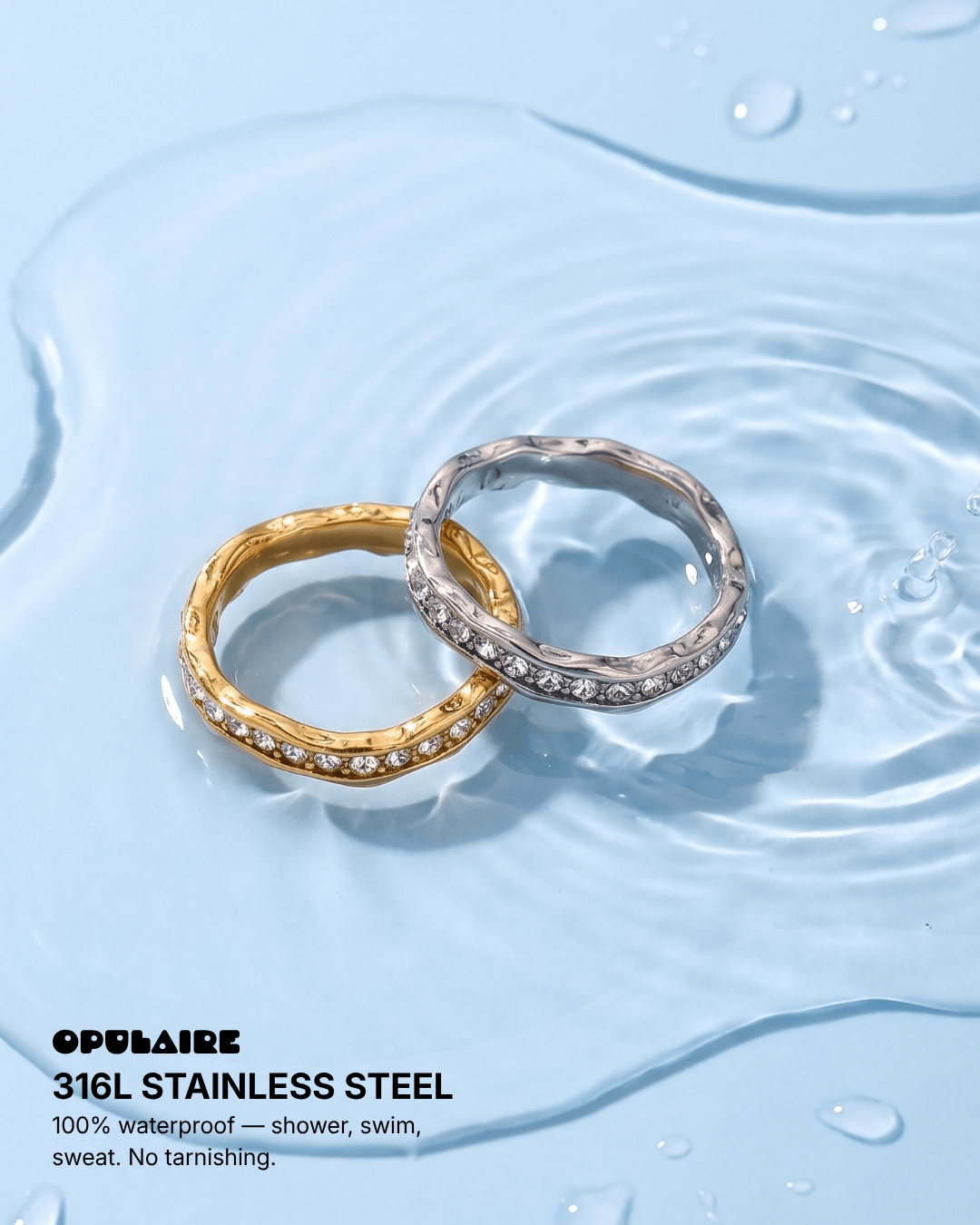 Livia ring - Opulaire - WATERPROOF jewelry - Gold - EU 52