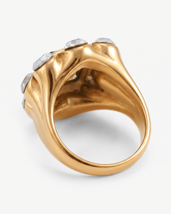 Marzo - Chunky stone signet ring - Stainless steel - Opulaire - WATERPROOF jewelry - EU 52 -